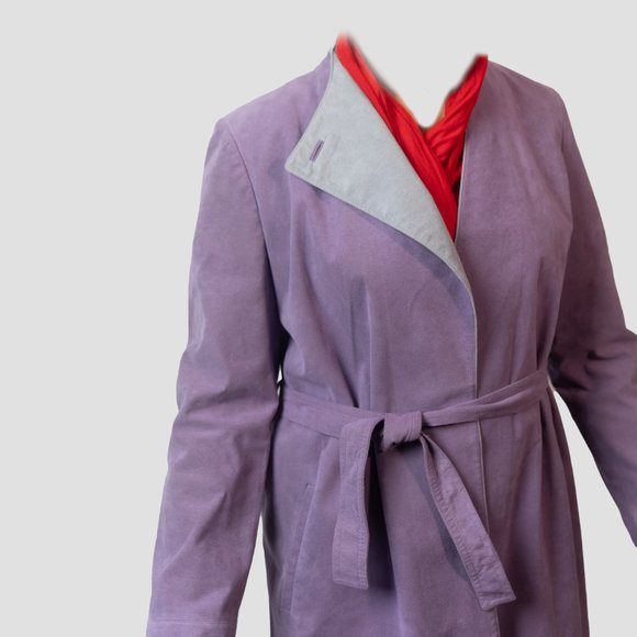 Vintage trench coat vegan suede by Montroy - Picture 10 of 15